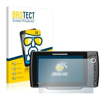 Vorderseite einer Produktverpackung mit dem Markenlogo BROTECT. Daneben ist das Gerät Humminbird Helix 10 mit dem zugehörigen 