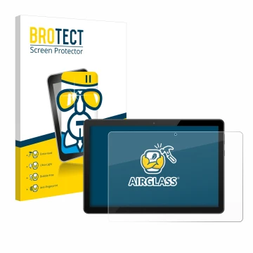 Vorderseite einer Produktverpackung mit dem Markenlogo BROTECT. Daneben ist das Gerät Huawei MediaPad T5 10 mit dem zugehörige