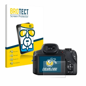 Vorderseite einer Produktverpackung mit dem Markenlogo BROTECT. Daneben ist das Gerät Canon PowerShot SX70 HS mit dem zugehöri