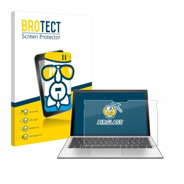 Vorderseite einer Produktverpackung mit dem Markenlogo BROTECT. Daneben ist das Gerät HP Elite x2 1013 G3 mit dem zugehörigen 