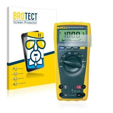 Vorderseite einer Produktverpackung mit dem Markenlogo BROTECT. Daneben ist das Gerät Fluke MultiMeter 175 mit dem zugehörigen