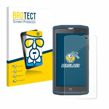 Vorderseite einer Produktverpackung mit dem Markenlogo BROTECT. Daneben ist das Gerät Crosscall Core X3 mit dem zugehörigen Di