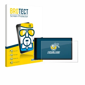 Vorderseite einer Produktverpackung mit dem Markenlogo BROTECT. Daneben ist das Gerät Garmin DriveTrack 71 mit dem zugehörigen