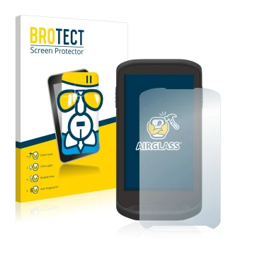 Vorderseite einer Produktverpackung mit dem Markenlogo BROTECT. Daneben ist das Gerät Zebra TC20 Touch mit dem zugehörigen Dis