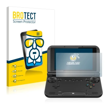 Vorderseite einer Produktverpackung mit dem Markenlogo BROTECT. Daneben ist das Gerät GPD XD Plus 7.0 mit dem zugehörigen Disp