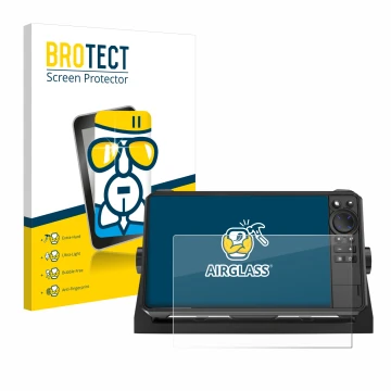 Vorderseite einer Produktverpackung mit dem Markenlogo BROTECT. Daneben ist das Gerät Lowrance HDS 9 Live Echolot mit dem zuge