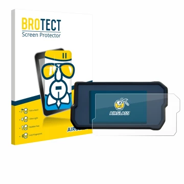 Vorderseite einer Produktverpackung mit dem Markenlogo BROTECT. Daneben ist das Gerät KTM 390 Duke 2017 mit dem zugehörigen Di