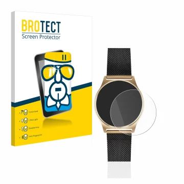 Vorderseite einer Produktverpackung mit dem Markenlogo BROTECT. Daneben ist das Gerät Xlyne X-Watch Joli XW Pro mit dem zugehö