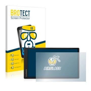 Vorderseite einer Produktverpackung mit dem Markenlogo BROTECT. Daneben ist das Gerät Garmin DriveSmart 55 mit dem zugehörigen