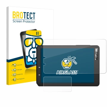 Vorderseite einer Produktverpackung mit dem Markenlogo BROTECT. Daneben ist das Gerät SJCAM SJ8 Pro mit dem zugehörigen Displa