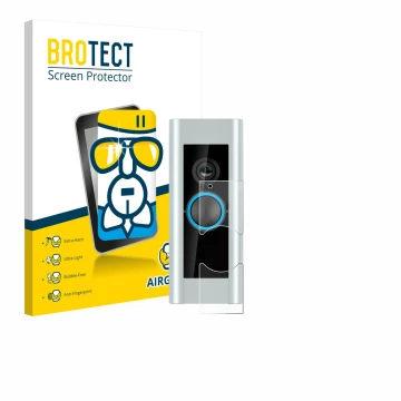 Vorderseite einer Produktverpackung mit dem Markenlogo BROTECT. Daneben ist das Gerät Ring Video Doorbell Pro (Version 2) mit 