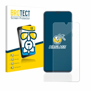 Vorderseite einer Produktverpackung mit dem Markenlogo BROTECT. Daneben ist das Gerät Samsung Galaxy A40 mit dem zugehörigen D