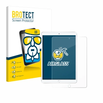 Vorderseite einer Produktverpackung mit dem Markenlogo BROTECT. Daneben ist das Gerät Apple iPad Air 2019 (3. Gen.) mit dem zu