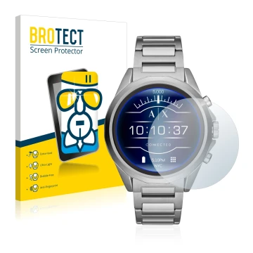 Vorderseite einer Produktverpackung mit dem Markenlogo BROTECT. Daneben ist das Gerät Emporio Armani Connected Exchange AXT200