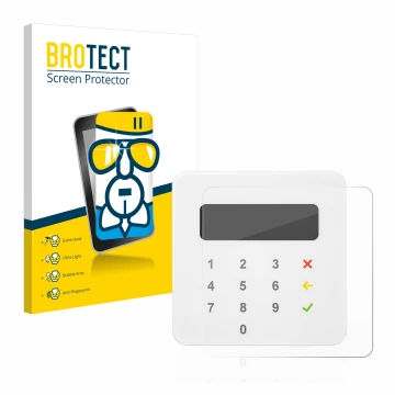 Vorderseite einer Produktverpackung mit dem Markenlogo BROTECT. Daneben ist das Gerät SumUp Air mit dem zugehörigen Displaysch