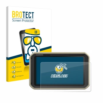 Vorderseite einer Produktverpackung mit dem Markenlogo BROTECT. Daneben ist das Gerät Garmin Overlander mit dem zugehörigen Di