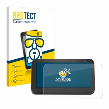 Vorderseite einer Produktverpackung mit dem Markenlogo BROTECT. Daneben ist das Gerät Amazon Echo Show 5 (2. Gen.) mit dem zug