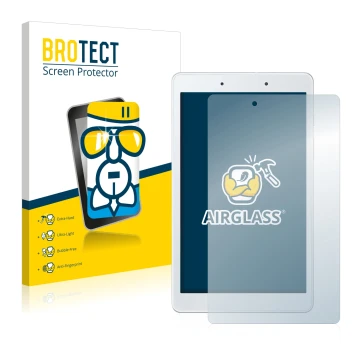 Vorderseite einer Produktverpackung mit dem Markenlogo BROTECT. Daneben ist das Gerät Samsung Galaxy Tab A 8.0 WiFi 2019 mit d