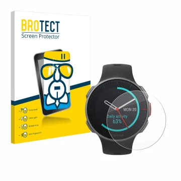 Vorderseite einer Produktverpackung mit dem Markenlogo BROTECT. Daneben ist das Gerät Polar Vantage V Titan mit dem zugehörige