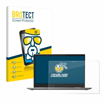 Vorderseite einer Produktverpackung mit dem Markenlogo BROTECT. Daneben ist das Gerät Lenovo ThinkPad X1 Yoga (4. Gen.) mit de