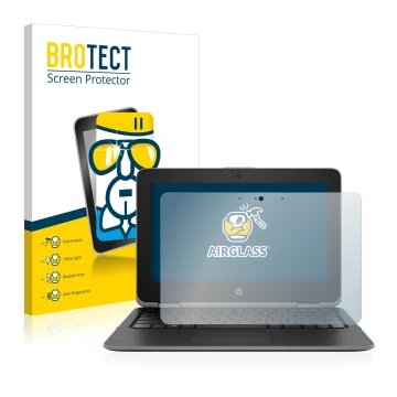 Vorderseite einer Produktverpackung mit dem Markenlogo BROTECT. Daneben ist das Gerät HP ProBook x360 11 G3 mit dem zugehörige