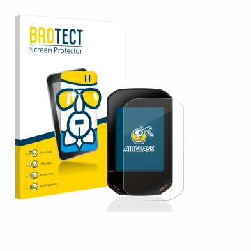 Vorderseite einer Produktverpackung mit dem Markenlogo BROTECT. Daneben ist das Gerät Bryton Rider 420 mit dem zugehörigen Dis