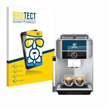 Vorderseite einer Produktverpackung mit dem Markenlogo BROTECT. Daneben ist das Gerät Siemens EQ.9 plus connect s700 4,3