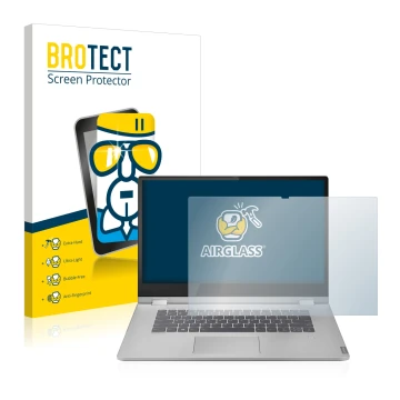 Vorderseite einer Produktverpackung mit dem Markenlogo BROTECT. Daneben ist das Gerät Lenovo IdeaPad C340 15