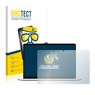 Vorderseite einer Produktverpackung mit dem Markenlogo BROTECT. Daneben ist das Gerät Apple MacBook Pro 16