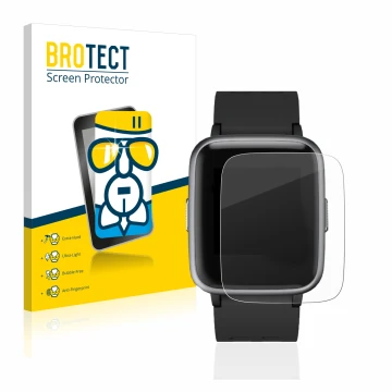 Vorderseite einer Produktverpackung mit dem Markenlogo BROTECT. Daneben ist das Gerät Letsfit Fitness Tracker 1.3