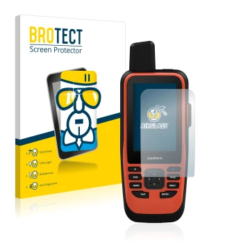 Vorderseite einer Produktverpackung mit dem Markenlogo BROTECT. Daneben ist das Gerät Garmin GPSMAP 86i mit dem zugehörigen Di