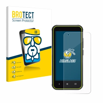 Vorderseite einer Produktverpackung mit dem Markenlogo BROTECT. Daneben ist das Gerät SkyCaddie SX400 mit dem zugehörigen Disp