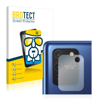 Vorderseite einer Produktverpackung mit dem Markenlogo BROTECT. Daneben ist das Gerät Samsung Galaxy S10 Lite (NUR Kameraschut