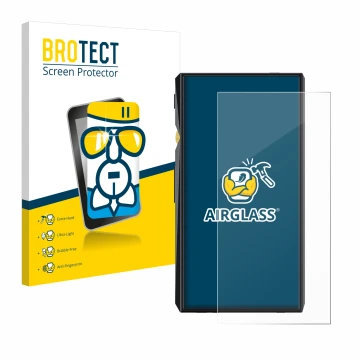 Vorderseite einer Produktverpackung mit dem Markenlogo BROTECT. Daneben ist das Gerät FiiO M11 Pro mit dem zugehörigen Display