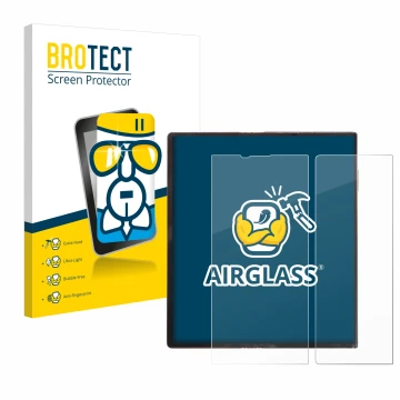 Vorderseite einer Produktverpackung mit dem Markenlogo BROTECT. Daneben ist das Gerät Huawei Mate Xs mit dem zugehörigen Displ