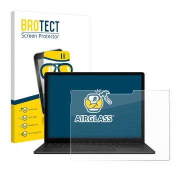 Vorderseite einer Produktverpackung mit dem Markenlogo BROTECT. Daneben ist das Gerät Microsoft Surface Book 3 13.5