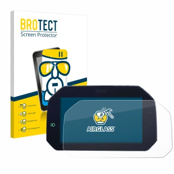 Vorderseite einer Produktverpackung mit dem Markenlogo BROTECT. Daneben ist das Gerät BMW F850GS 2018-2020 Connectivity TFT 6.