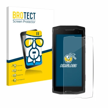 Vorderseite einer Produktverpackung mit dem Markenlogo BROTECT. Daneben ist das Gerät Crosscall Core M4 mit dem zugehörigen Di