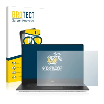 Vorderseite einer Produktverpackung mit dem Markenlogo BROTECT. Daneben ist das Gerät Dell Precision 5540 mit dem zugehörigen 