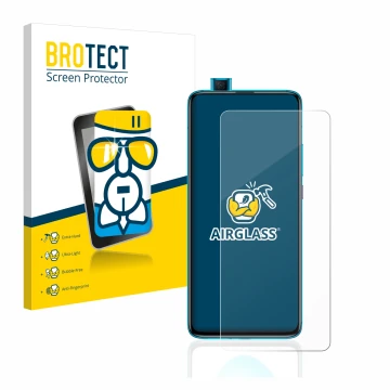Vorderseite einer Produktverpackung mit dem Markenlogo BROTECT. Daneben ist das Gerät Xiaomi Poco F2 Pro mit dem zugehörigen D