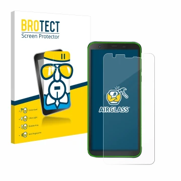 Vorderseite einer Produktverpackung mit dem Markenlogo BROTECT. Daneben ist das Gerät Blackview BV6300 Pro mit dem zugehörigen