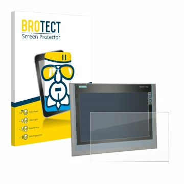 Vorderseite einer Produktverpackung mit dem Markenlogo BROTECT. Daneben ist das Gerät Siemens Simatic HMI TP 1500 Comfort mit 