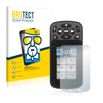 Vorderseite einer Produktverpackung mit dem Markenlogo BROTECT. Daneben ist das Gerät Minn Kota I-Pilot Link mit dem zugehörig