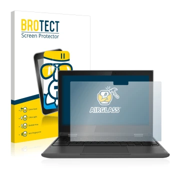 Vorderseite einer Produktverpackung mit dem Markenlogo BROTECT. Daneben ist das Gerät Lenovo 300e (2. Gen.) mit dem zugehörige