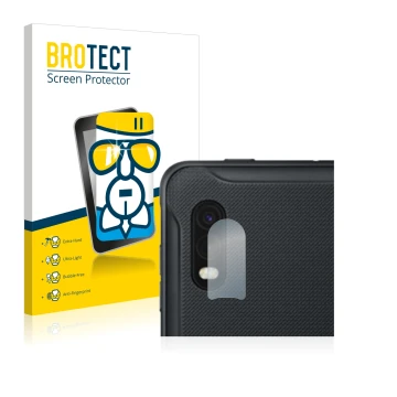 Vorderseite einer Produktverpackung mit dem Markenlogo BROTECT. Daneben ist das Gerät Samsung Galaxy XCover Pro (NUR Kamerasch