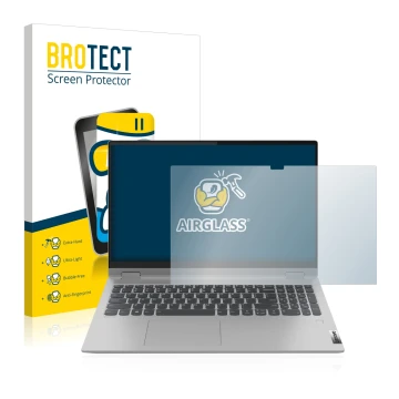 Vorderseite einer Produktverpackung mit dem Markenlogo BROTECT. Daneben ist das Gerät Lenovo IdeaPad Flex 5 15