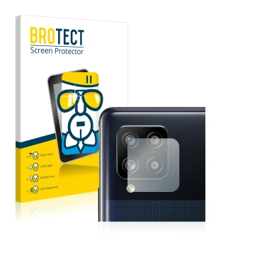 Vorderseite einer Produktverpackung mit dem Markenlogo BROTECT. Daneben ist das Gerät Samsung Galaxy A42 5G (NUR Kameraschutz)