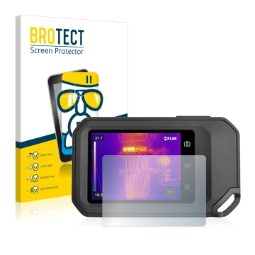 Vorderseite einer Produktverpackung mit dem Markenlogo BROTECT. Daneben ist das Gerät Flir C5 mit dem zugehörigen Displayschut