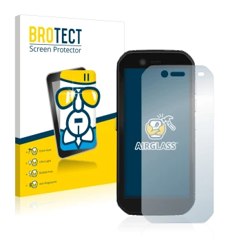 Vorderseite einer Produktverpackung mit dem Markenlogo BROTECT. Daneben ist das Gerät Caterpillar Cat S42 mit dem zugehörigen 