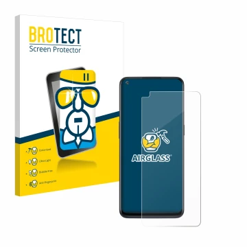 Vorderseite einer Produktverpackung mit dem Markenlogo BROTECT. Daneben ist das Gerät OnePlus Nord N10 5G mit dem zugehörigen 